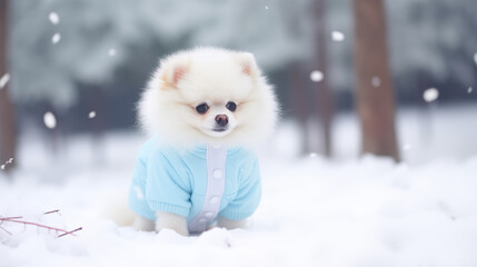 Pomeranian Spitz Dog in Christmas Costume