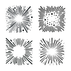 Hand drawn firework sketch. Abstract element design set. Decorative textures collection for overlaying. Vector illustration
