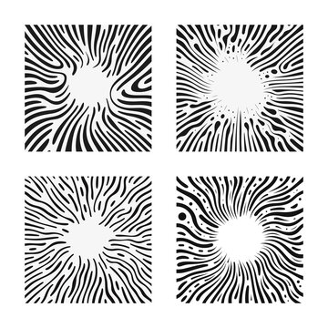 Hand drawn wavy lines sketch. Abstract element design set. Decorative textures collection for overlaying. Vector illustration
