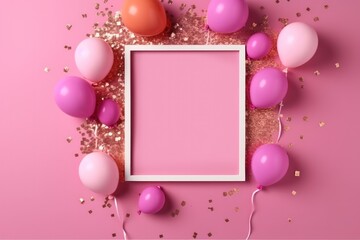 birthday party frame with balloons