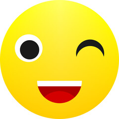 Cute emoji blinking an eye. Cute yellow emoticon.