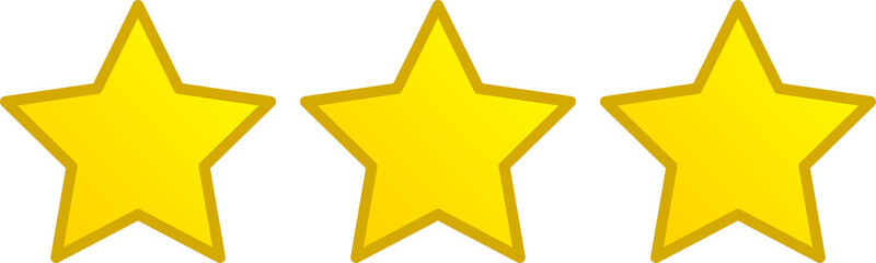 Three stars. Icon with 3 aligned stars.