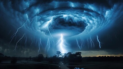 Tornado of the future with lightning - obrazy, fototapety, plakaty