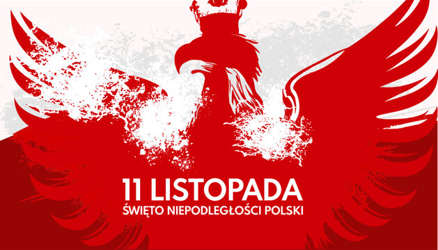 11 Listopada, Święto niepodległości Polski - baner, ilustracja wektorowa	