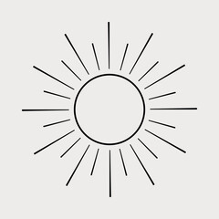 Sunburst, Moon Shine, Moonlight, Sun. Abstract minimalistic clean and simple Circle design element.