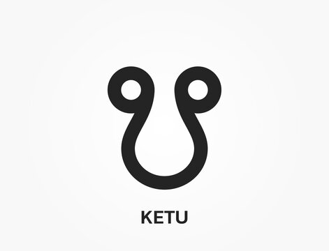 south node ketu astrology symbol. descending lunar node. zodiac, astronomy and horoscope sign. isolated vector image