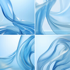 Obraz premium abstract blue background wavy smooth gradient presentation website curve futuristic flow wave effect shiny graphic elegant