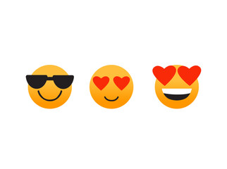 Set of emojis flat emoji icons for social media, app design, website, page, and print vector design element 