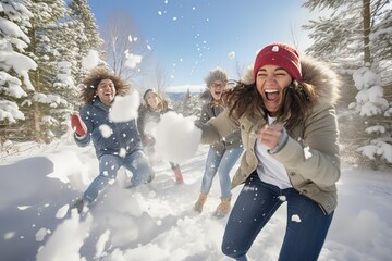 Obraz premium children playing in snow