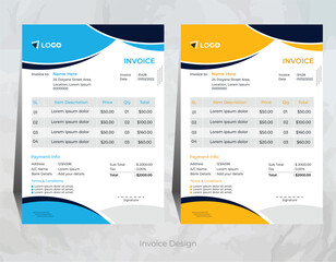 Vector creative and modern invoice design with 2 different color, corporate invoice design template,