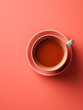 generatieve ai cup of coffee in the morning clean image with soft color background