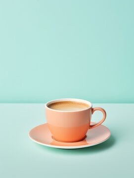 generatieve ai cup of coffee in the morning clean image with soft color background
