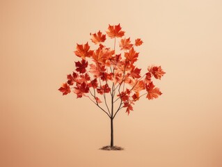 autumn leafs in clean background orange generatieve ai