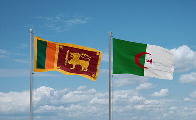 Sri Lanka and Algeria national flags, country relationship concept