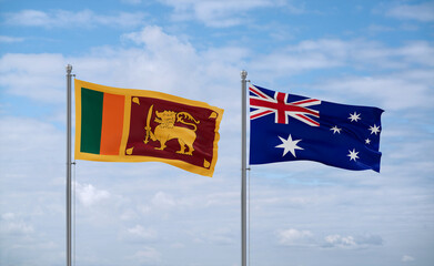 Australia and Sri Lanka flags, country relationship concept
