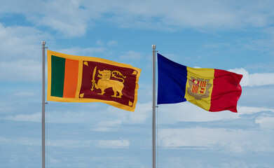 Sri Lanka and Andorra national flags, country relationship concept