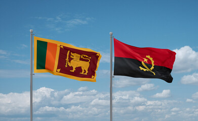 Sri Lanka and Angola national flags, country relationship concept