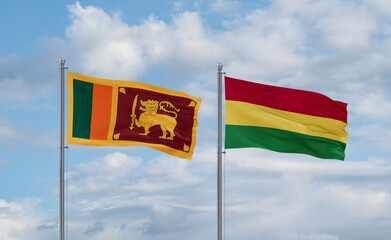 Bolivia and Sri Lanka flags, country relationship concept