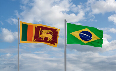 Sri Lanka and Brazil flags, country relationship concept