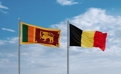 Belgium and Sri Lanka flags, country relationship concept