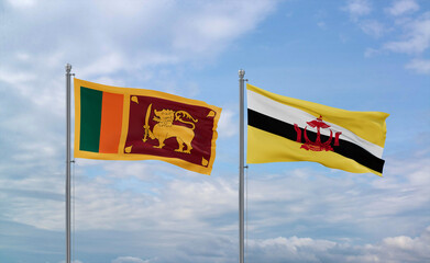 Brunei and Sri Lanka flags, country relationship concepts