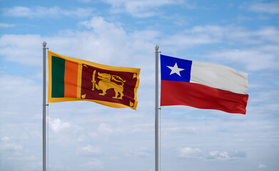 Chile and Sri Lanka flags, country relationship concept