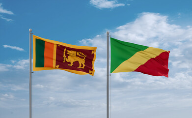 Congo and Sri Lanka flags, country relationship concept