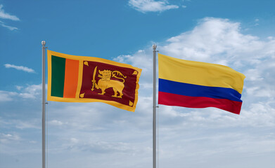Colombia and Sri Lanka flags, country relationship concept