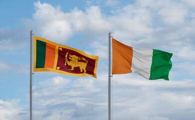 Ivory Coast and Sri Lanka flags, country relationship concept
