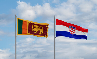 Croatia and Sri Lanka flags, country relationship concept