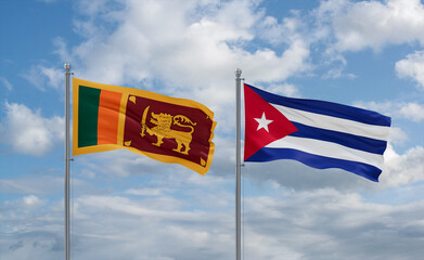 Cuba and Sri Lanka flags, country relationship concept
