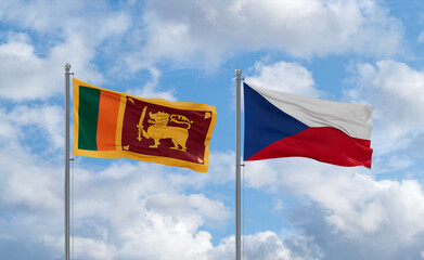 Czech Republic and Sri Lanka flags, country relationship concept
