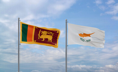 Cyprus and Sri Lanka flags, country relationship concept