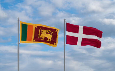 Denmark and Sri Lanka flags, country relationship concept