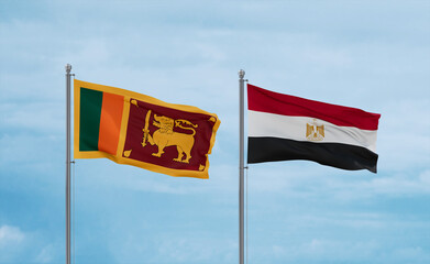 Egypt and Sri Lanka flags, country relationship concept