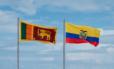 Ecuador and Sri Lanka flags, country relationship concept