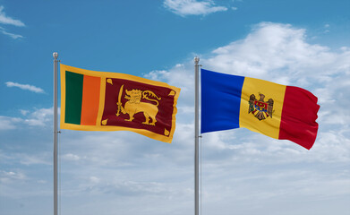 Moldova and Sri Lanka flags, country relationship concept