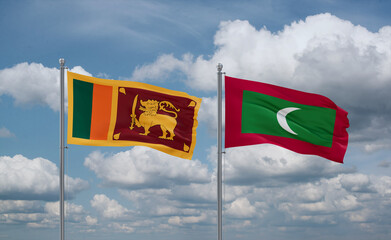 Maldives and Sri Lanka flags, country relationship concept