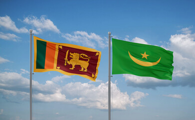 Mauritania and Sri Lanka flags, country relationship concept