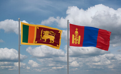 Mongolia and Sri Lanka flags, country relationship concept