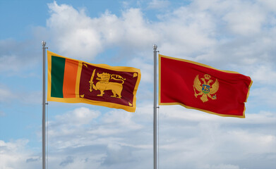 Montenegro and Sri Lanka flags, country relationship concept