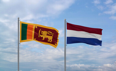 Netherlands and Sri Lanka flags, country relationship concept