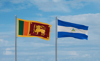 Nicaragua and Sri Lanka flags, country relationship concept