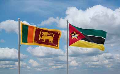 Mozambique and Sri Lanka flags, country relationship concept