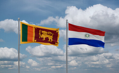 Paraguay and Sri Lanka flags, country relationship concept