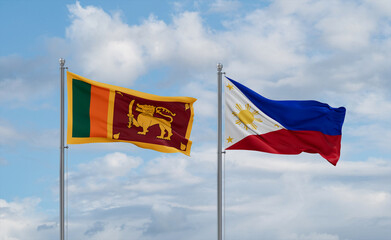 Philippines and Sri Lanka flags, country relationship concept