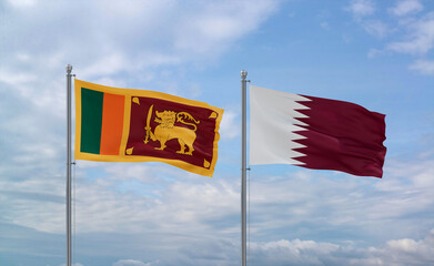 Qatar and Sri Lanka flags, country relationship concept