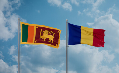 Romania and Sri Lanka flags, country relationship concept