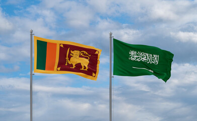 Sri Lanka and Saudi Arabia flags, country relationship concepts
