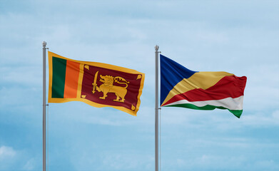 Seychelles and Sri Lanka flags, country relationship concept